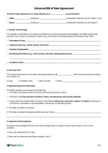 Universal Bill of Sale Agreement