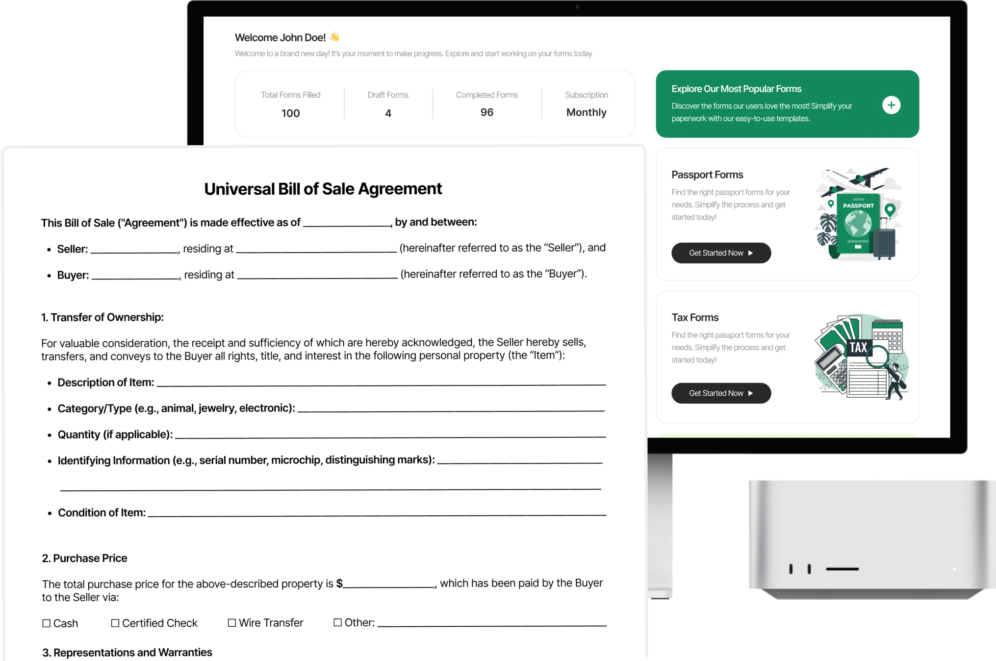 Universal Bill of Sale Agreement – Fill, preview, and download for any item or property transfer